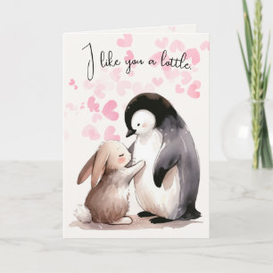 Bunny and Penguin Friend Hug Card