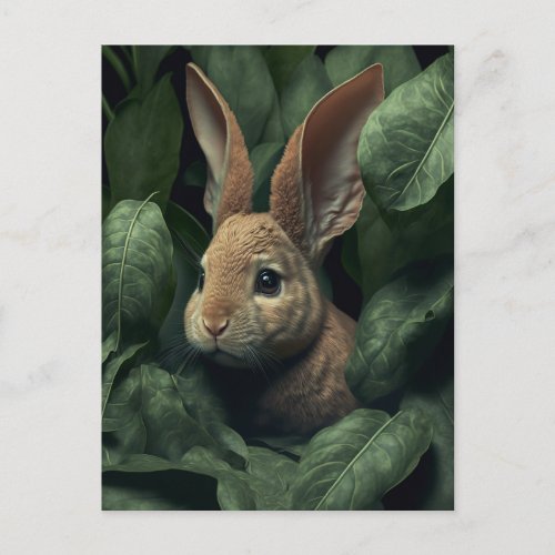 Bunny and plant postcard
