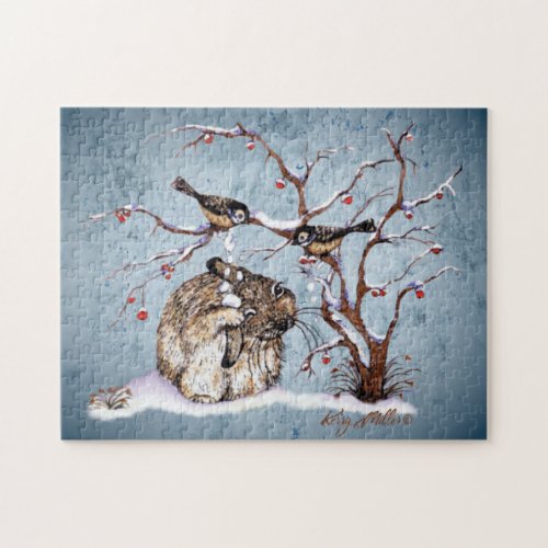 Bunny And Snow Birds Jigsaw Puzzle