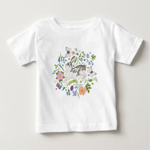 Bunny and Spring Flowers   Baby T_Shirt