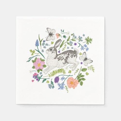 Bunny and Spring Flowers  Napkins