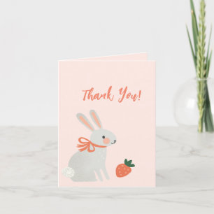 Bunny and Strawberry Letterpress Thank You Card