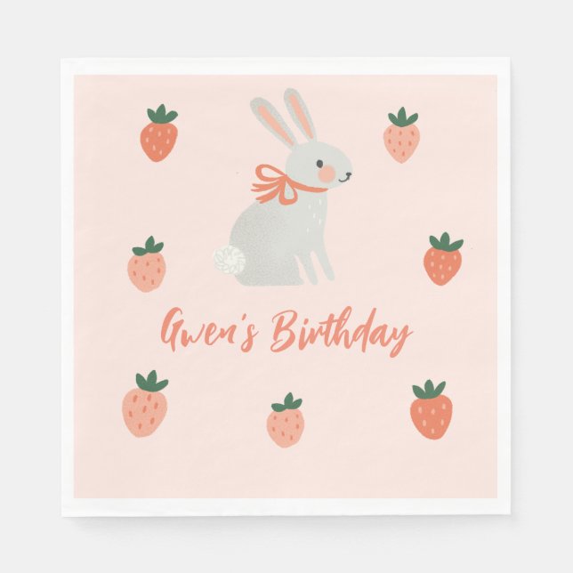 Bunny and Strawberry Napkins (Front)