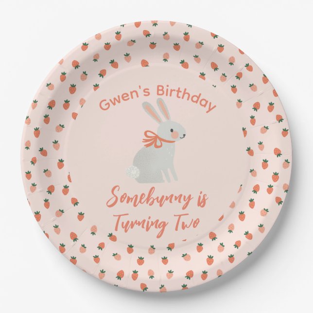 Bunny and Strawberry Paper Plates (Front)