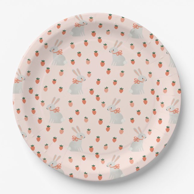Bunny and Strawberry Paper Plates (Front)