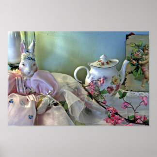 Bunny And Teapot Poster