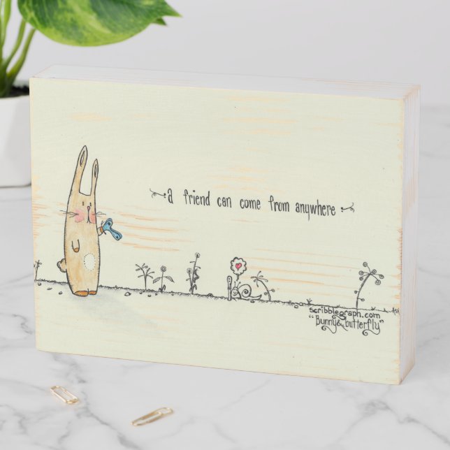 Bunny and the Butterfly Wooden Box Sign (In Situ Horizontal)