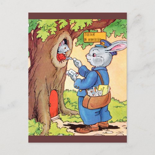 Bunny And the Mailman Postcard