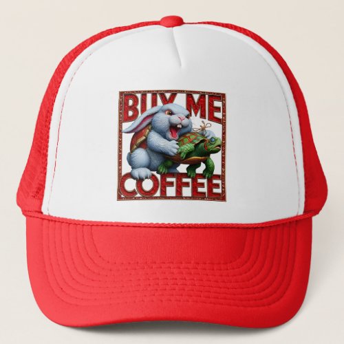Bunny and Turtle Buy Me A Coffee Trucker Hat