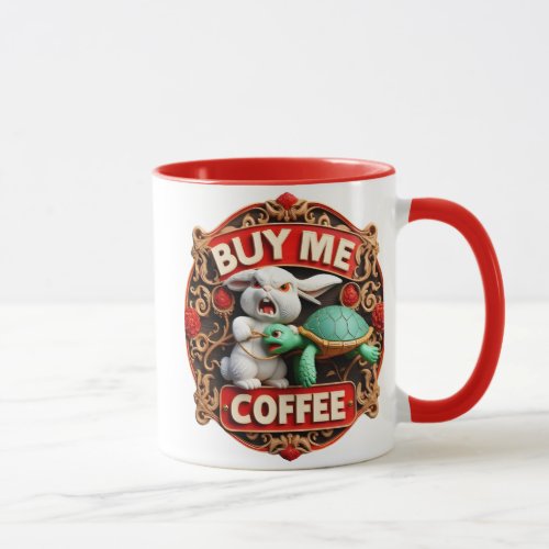 Bunny and Turtle Coffee Quest Buy Me A Coffee Mug
