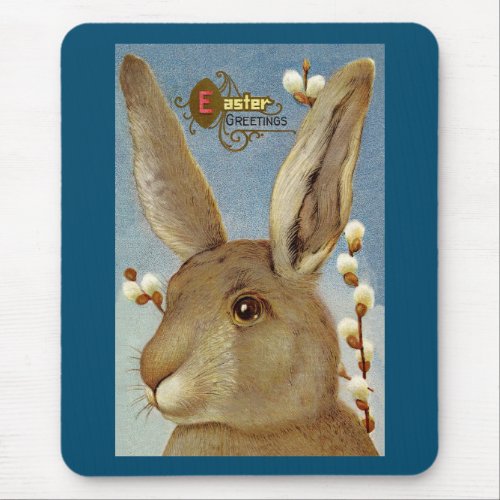 Bunny and Willow Branches Mouse Pad