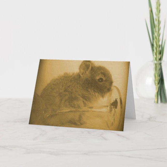 Bunny and Wine Glass Card (Front)