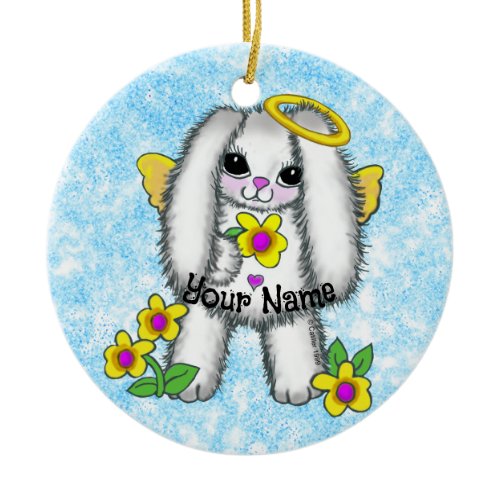 Bunny Angel Ceramic Ornament