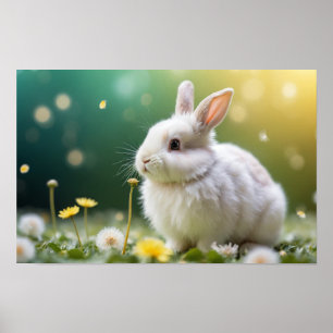 Bunny Animal Fun Miniature Size Fantastic Surreal Poster