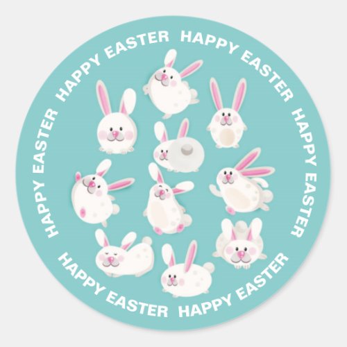 Bunny Antics Easter Classic Round Sticker