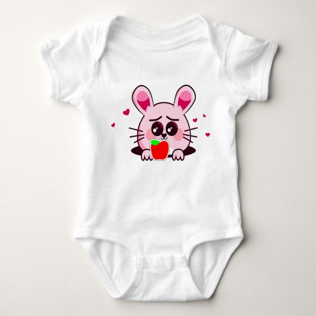 Bunny & Apple: A Sweet Pair of Whiskered Delights Baby Bodysuit (Front)