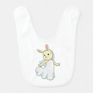 Bunny as Bride with Veil Baby Bib