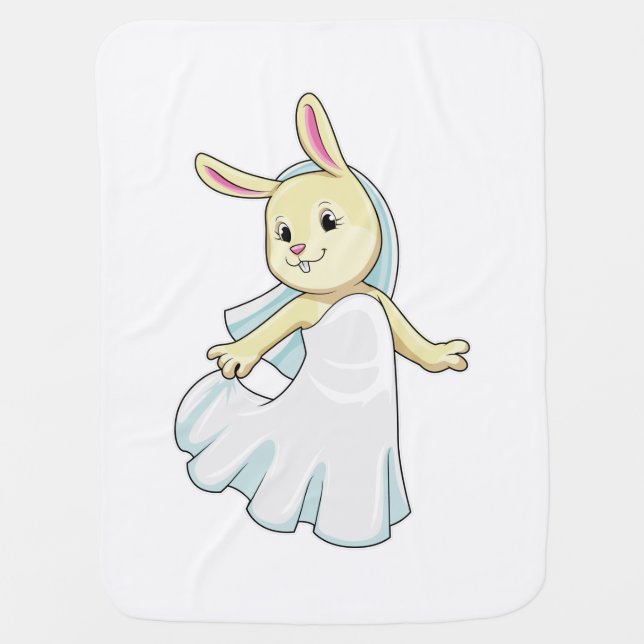 Bunny as Bride with Veil Baby Blanket (Front)