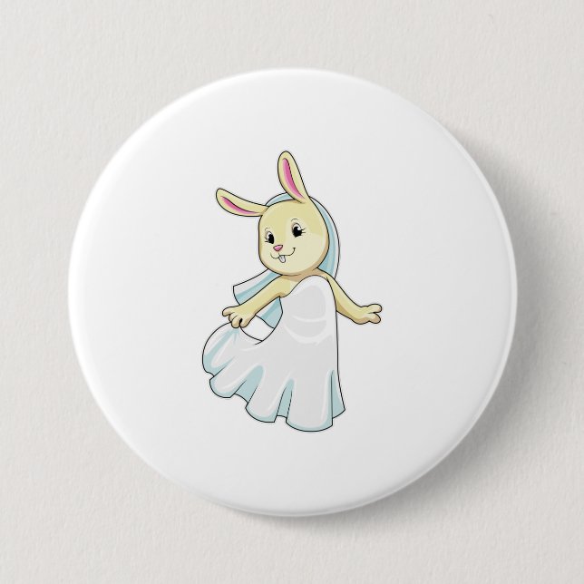 Bunny as Bride with Veil Button (Front)
