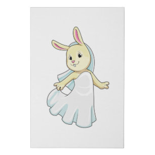 Bunny as Bride with Veil Faux Canvas Print