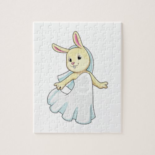 Bunny as Bride with Veil Jigsaw Puzzle