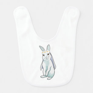 Bunny as Bride with Wreath of flowers Baby Bib