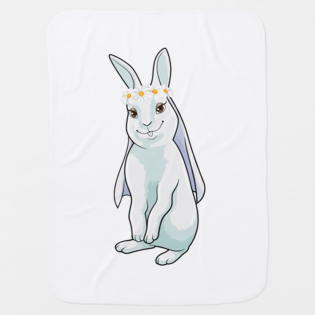 Bunny as Bride with Wreath of flowers Baby Blanket (Front)