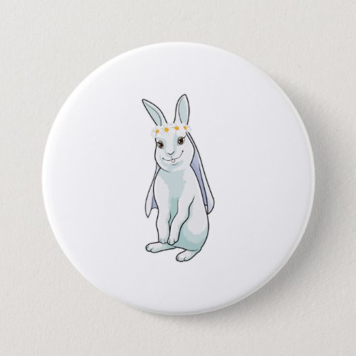 Bunny as Bride with Wreath of flowers Button