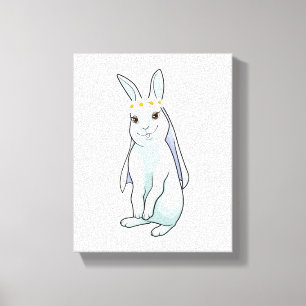 Bunny as Bride with Wreath of flowers Canvas Print