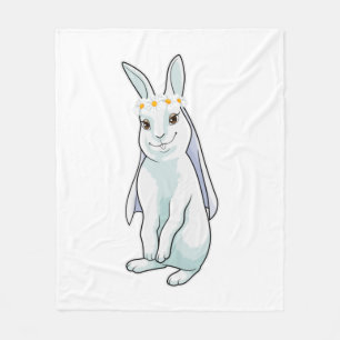 Bunny as Bride with Wreath of flowers Fleece Blanket