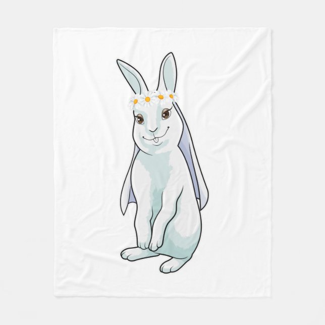 Bunny as Bride with Wreath of flowers Fleece Blanket (Front)