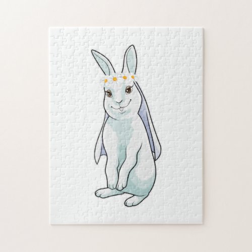 Bunny as Bride with Wreath of flowers Jigsaw Puzzle