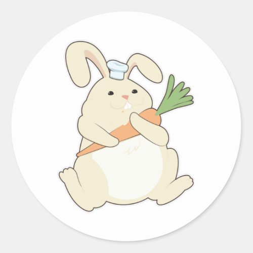 Bunny as Cook with Carrot Classic Round Sticker