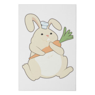 Bunny as Cook with Carrot Faux Canvas Print