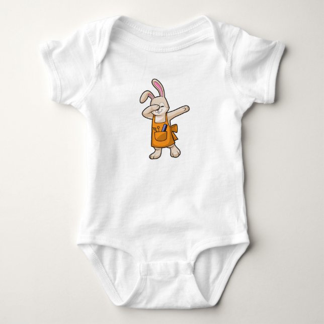 Bunny as Hairdresser with Comb & Scissors Baby Bodysuit (Front)
