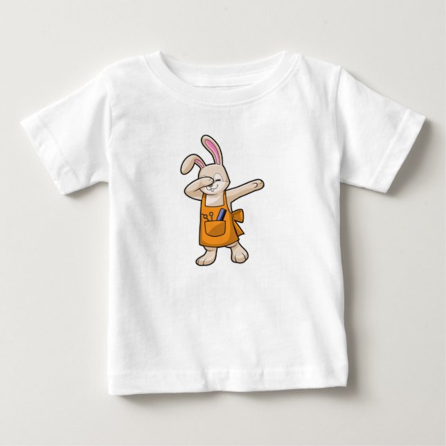 Bunny as Hairdresser with Comb & Scissors Baby T-Shirt (Front)