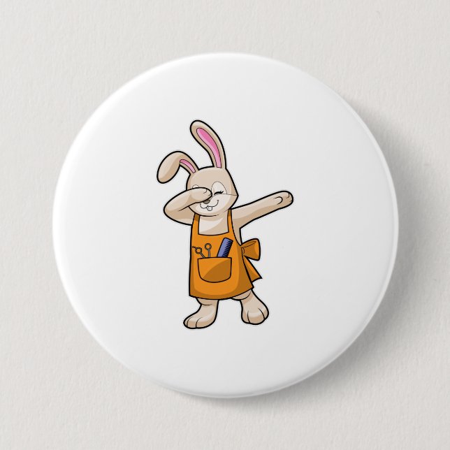 Bunny as Hairdresser with Comb & Scissors Button (Front)