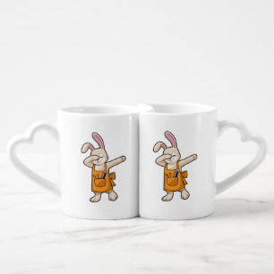 Bunny as Hairdresser with Comb & Scissors Coffee Mug Set