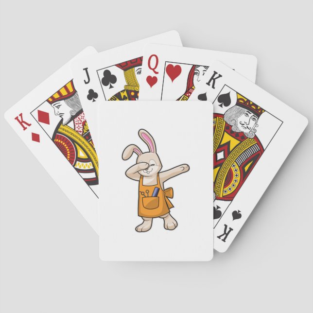 Bunny as Hairdresser with Comb & Scissors Poker Cards (Back)