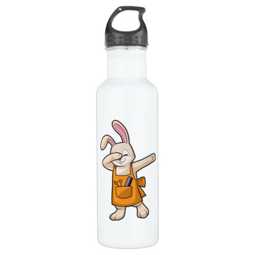 Bunny as Hairdresser with Comb  Scissors Stainless Steel Water Bottle