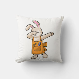 Bunny as Hairdresser with Comb & Scissors Throw Pillow