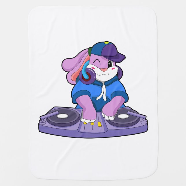 Bunny as Musician with Mixer Baby Blanket (Front)
