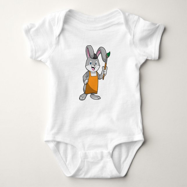 Bunny as Painter with Paint brush Baby Bodysuit (Front)