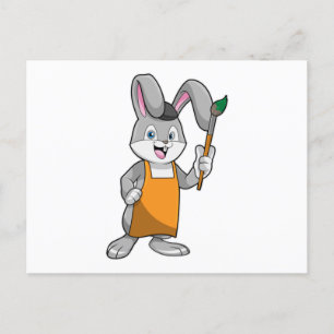 Bunny as Painter with Paint brush Postcard