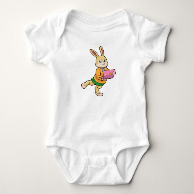 Bunny as Secretary with Laptop Baby Bodysuit (Front)
