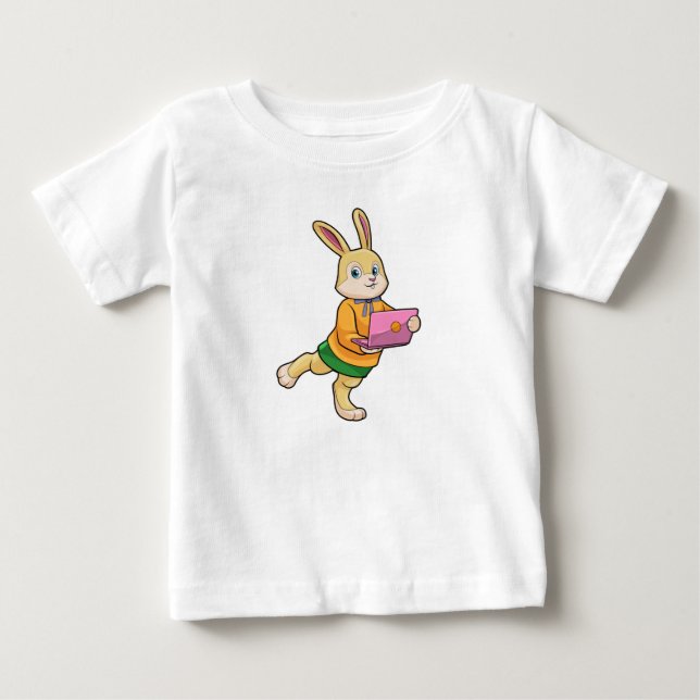 Bunny as Secretary with Laptop Baby T-Shirt (Front)