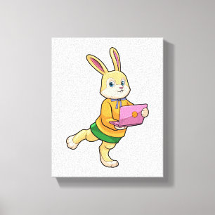 Bunny as Secretary with Laptop Canvas Print