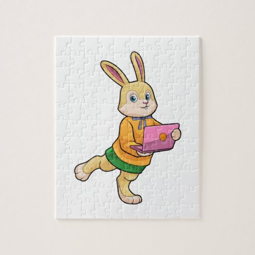 Bunny as Secretary with Laptop Jigsaw Puzzle