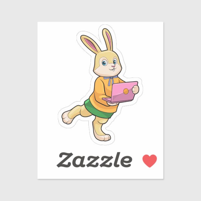 Bunny as Secretary with Laptop Sticker (Sheet)