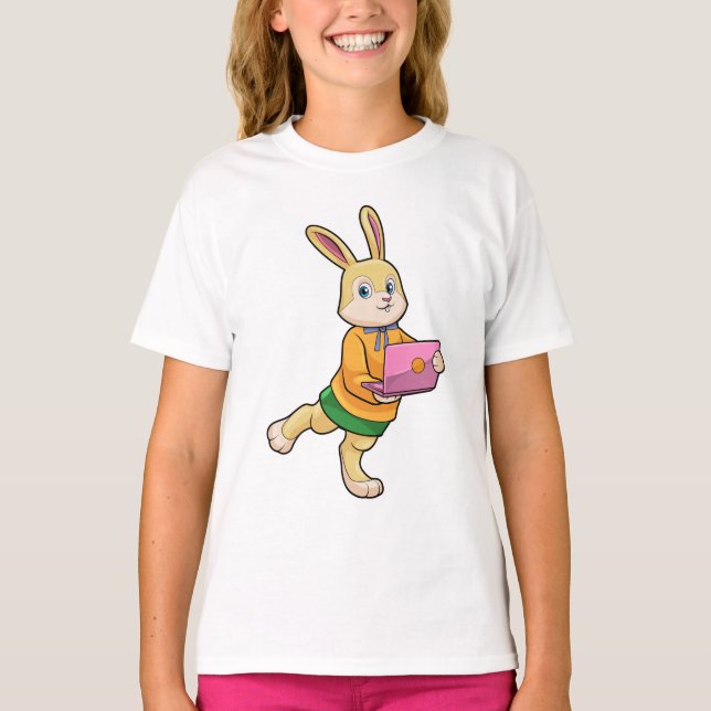 Bunny as Secretary with Laptop T-Shirt (Front)